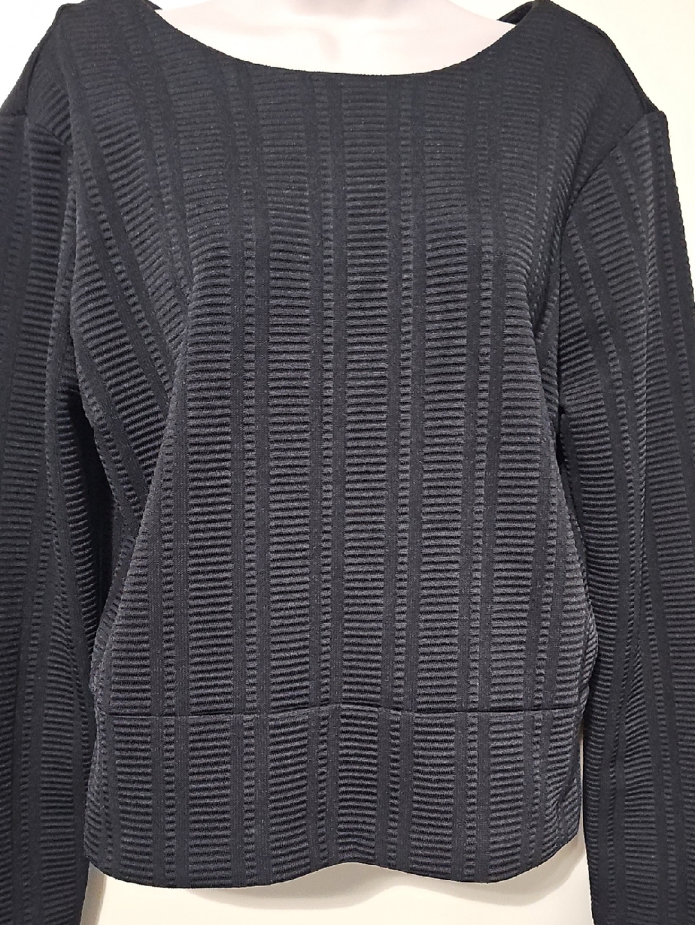 Metaphor Black Textured Scoop Neck Top